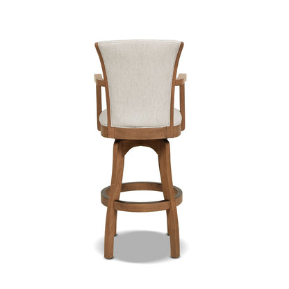 Williams Swivel Bar Stool with Armrests beige fabric on solid hardwood frame HouseOfZazla on Tampa Home & Garden Store