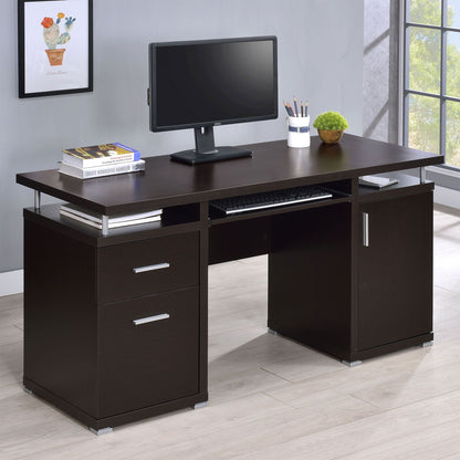 Rochelle 2 Drawer Office Desk in dark espresso finish with keyboard tray on Tampa Home & Garden Store
