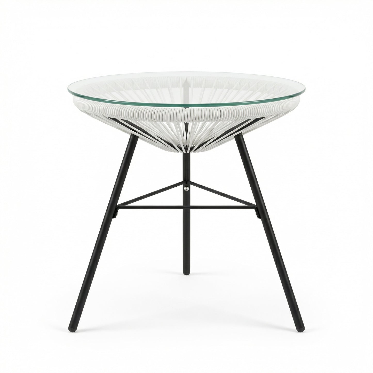 Outdoor Synthetic Wicker Glass Side Table