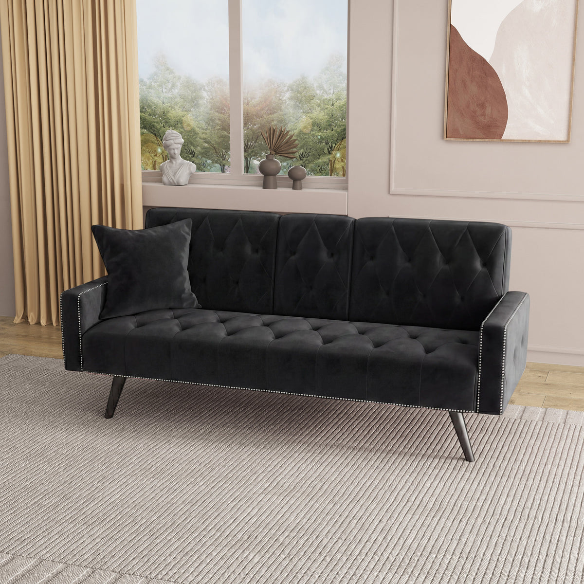 Stylish Velvet Sofa Bed and Nail Head Trim