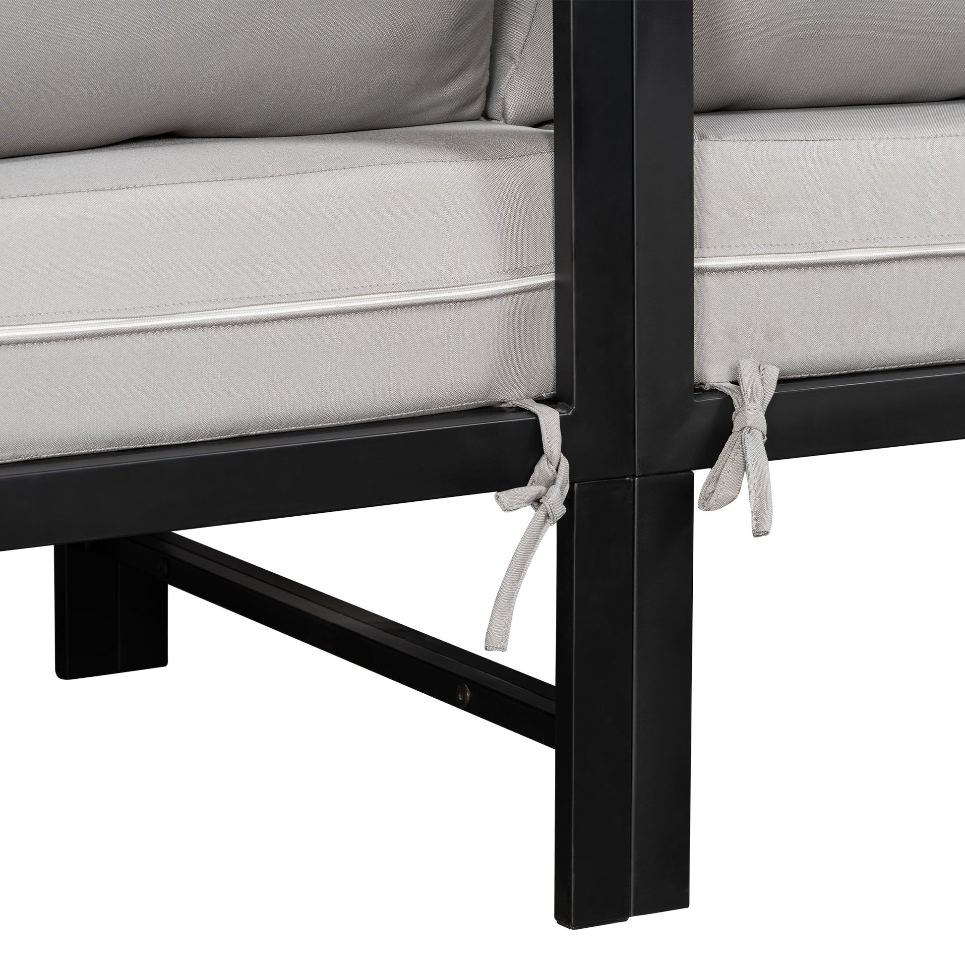 U_style Outdoor L-Shaped Sofa with iron frame and ultra-thick light gray cushions on Tampa Home & Garden Store