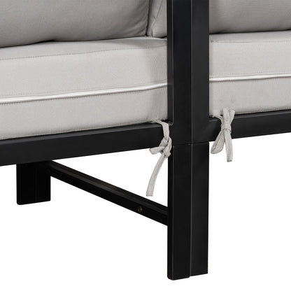 U_style Outdoor L-Shaped Sofa with iron frame and ultra-thick light gray cushions on Tampa Home & Garden Store