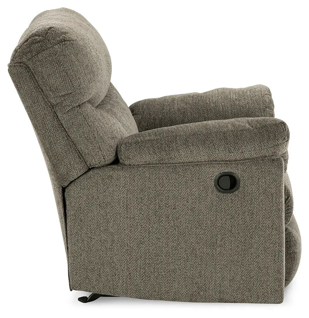 Alphons Rocker Recliner in textured gray fabric by Unique Piece Furniture, side lever on Tampa Home & Garden Store