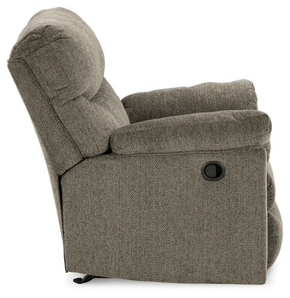 Alphons Rocker Recliner in textured gray fabric by Unique Piece Furniture, side lever on Tampa Home & Garden Store