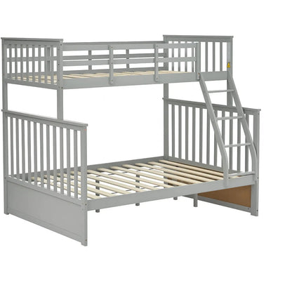 Sturdy Bunk Bed With Ladder and Guard Rails