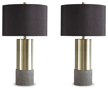 Jacek metal table lamp pair with black shade and brass bodies by Unique Piece Furniture on Tampa Home & Garden Store