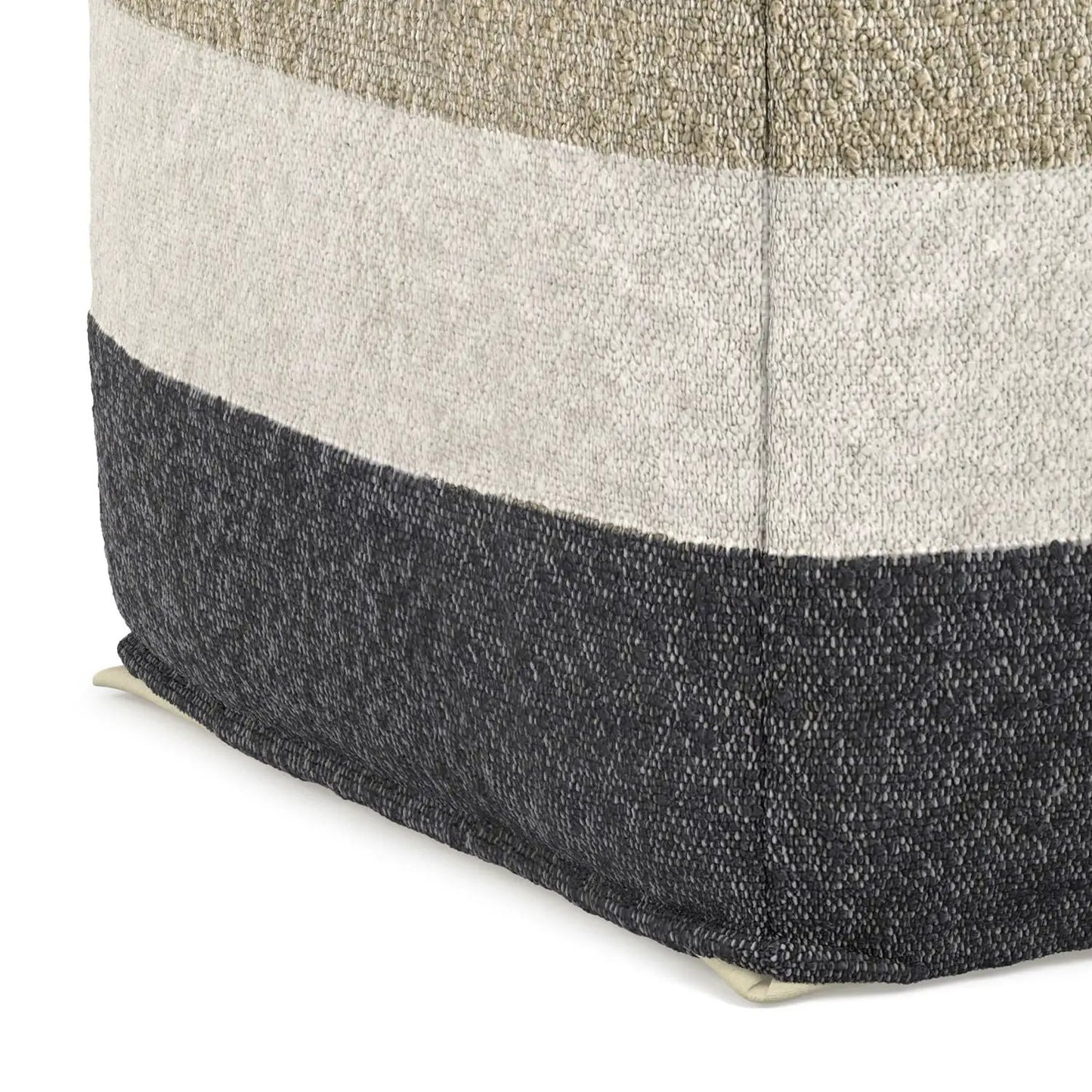 Clay - Square Pouf, Upholstered; multi-color boucle in olive beige charcoal on Tampa Home & Garden Store