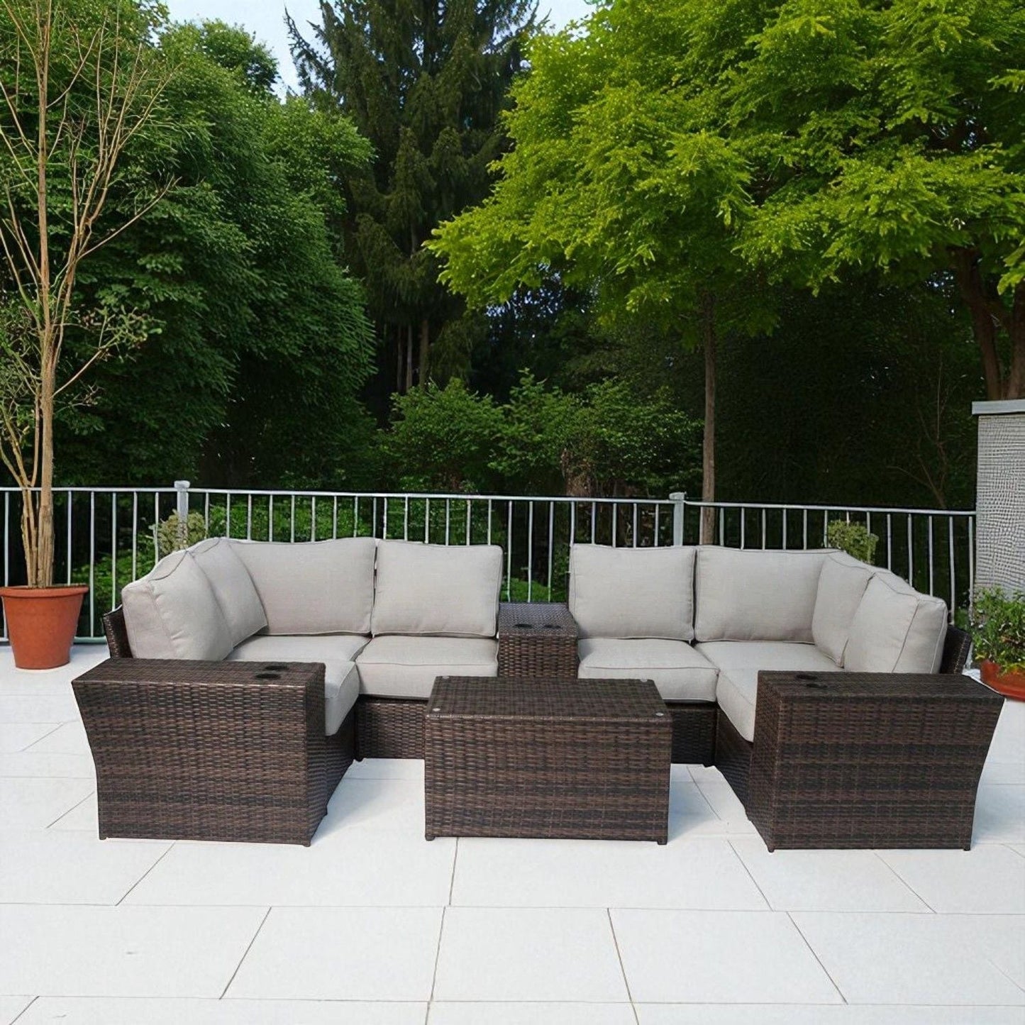 Outdoor Wicker Sectional and Thick Cushions