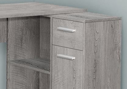 Corner desk with 3-drawer storage cabinet in weathered gray wood finish on Tampa Home & Garden Store