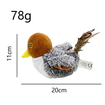 Interactive Cat Plush Toy Duck, grey body with brown head and yellow beak, USB rechargeable on Tampa Home & Garden Store