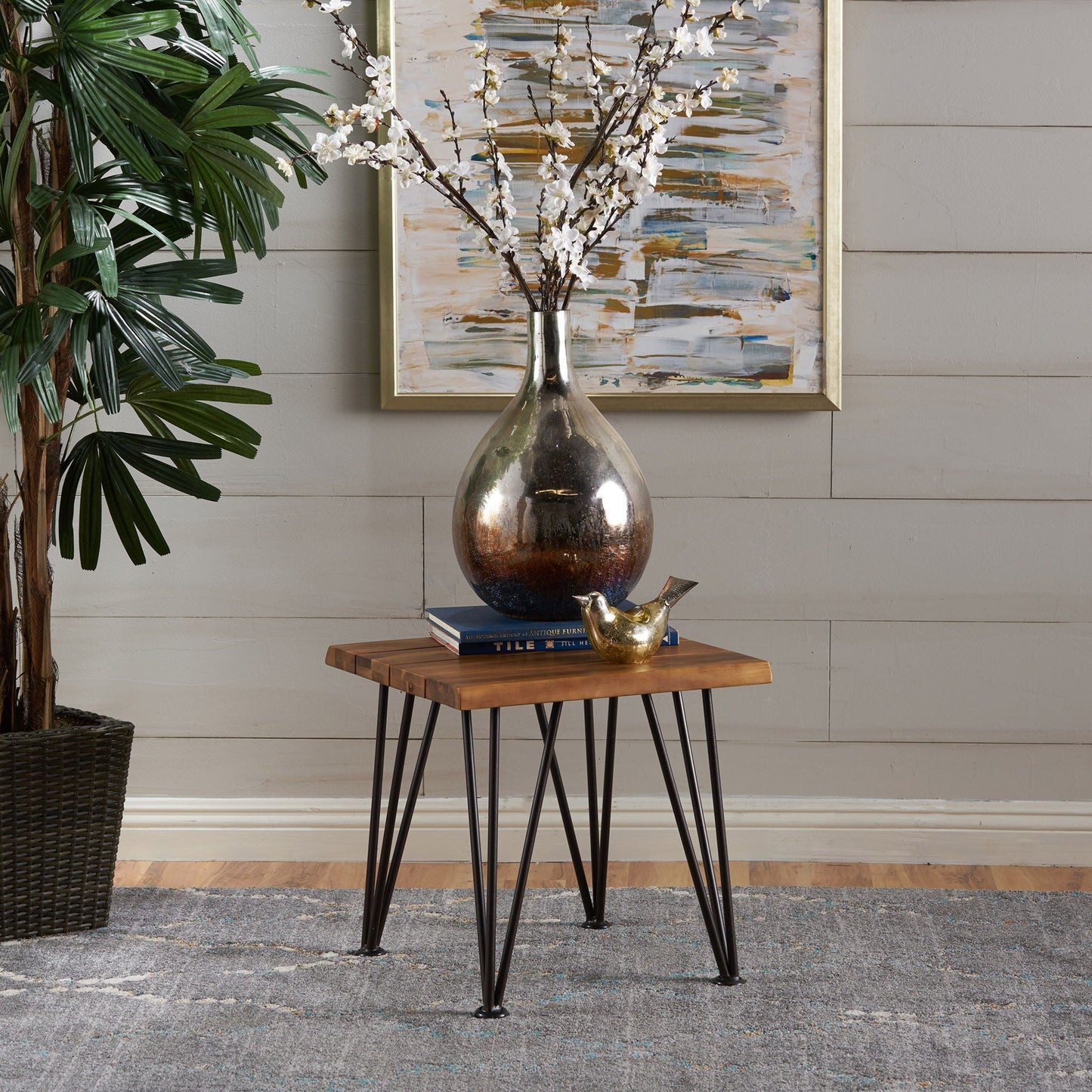 Zenith Industrial Accent Table Set of 2 Teak