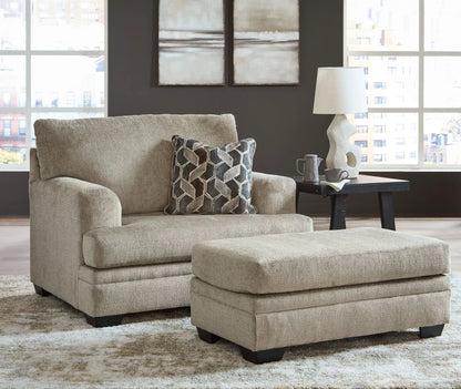 Stonemeade 3-piece living room set, beige fabric sofa with ottoman, Unique Piece Furniture on Tampa Home & Garden Store