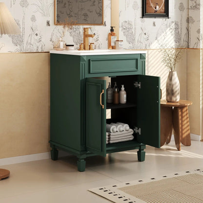 Bathroom Vanity With Top Sink, green cabinet with 2 soft-closing doors on Tampa Home & Garden Store