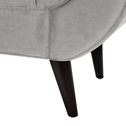 Tufted flared-arm entryway bench gray velvet upholstery with dark wood legs HouseOfZazla on Tampa Home & Garden Store