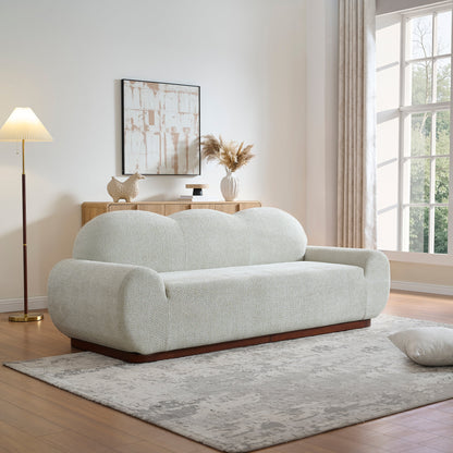 88in Cloud and Curved 3 Seater Light Boucle Sofa