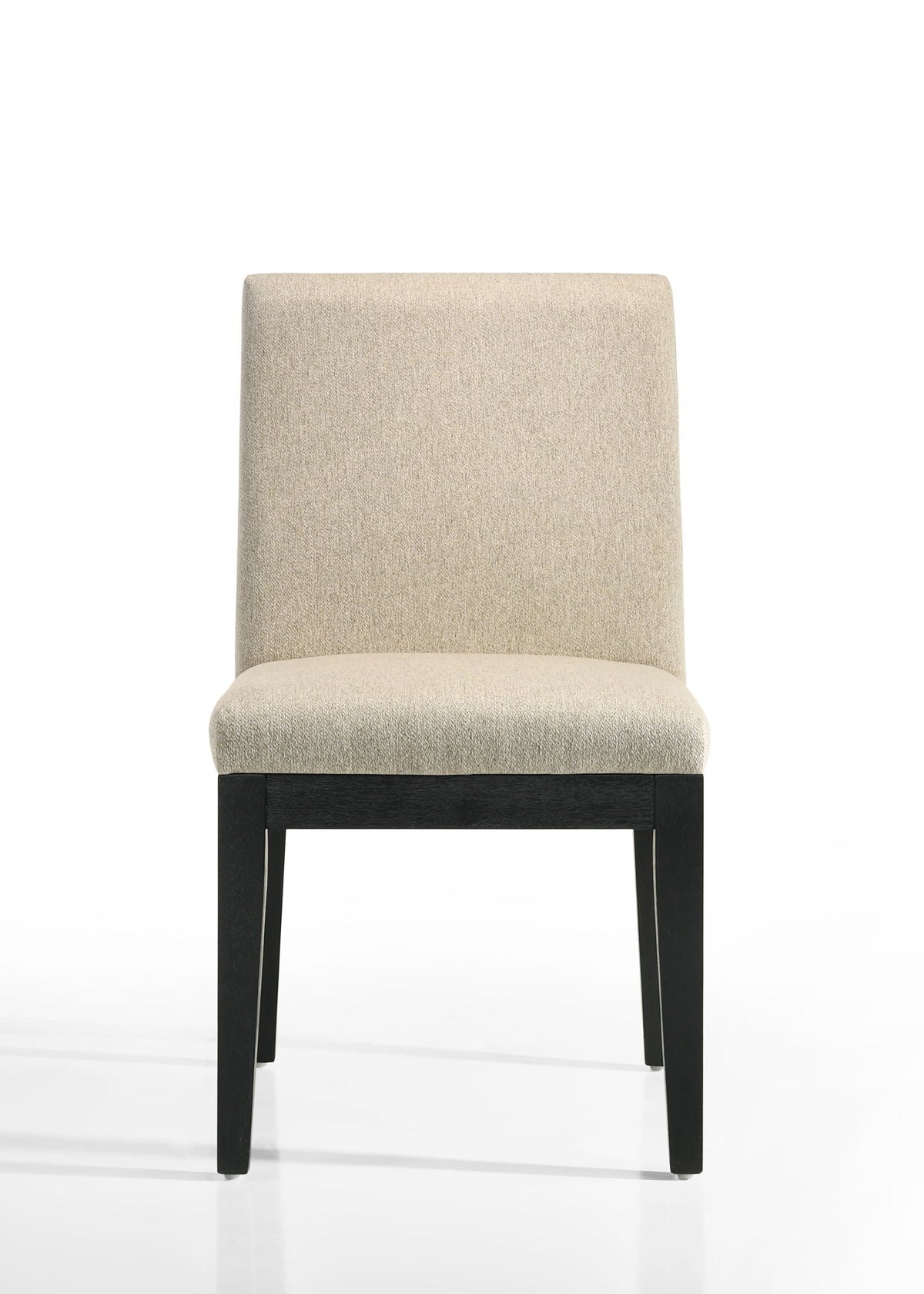 Contemporary beige fabric dining chair with black wooden legs on Tampa Home & Garden Store