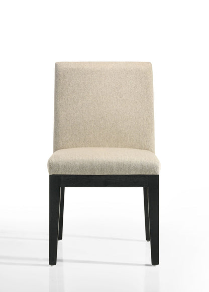 Contemporary beige fabric dining chair with black wooden legs on Tampa Home & Garden Store