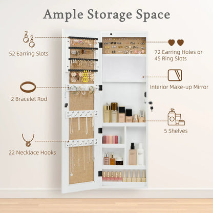 Wall Mounted Jewelry Armoire With Led Light