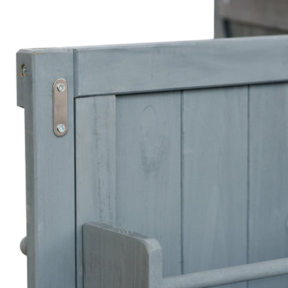 K&K Outdoor Kitchen Island rolling bar cart in blue-gray wood with metal hardware on Tampa Home & Garden Store