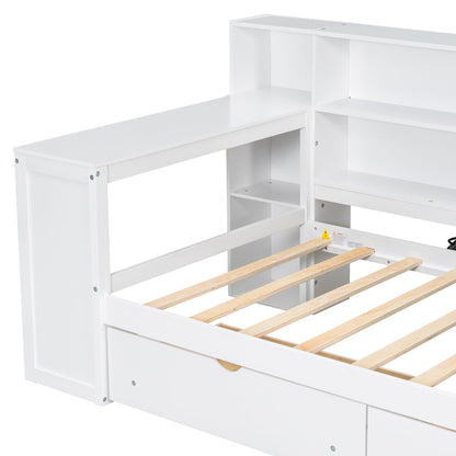 White platform bed with built-in storage shelves and drawers by HouseOfZazla on Tampa Home & Garden Store