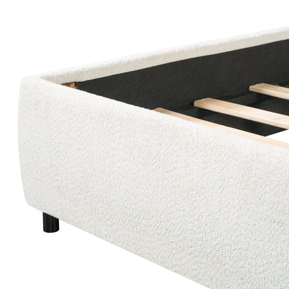 King Size Upholstered Bed with Boucle Headboard