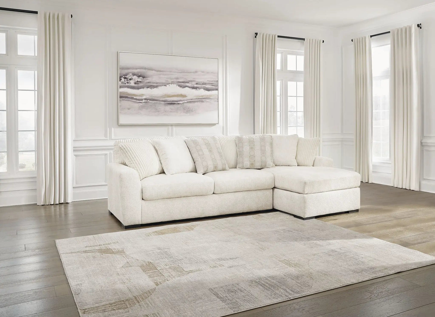 Chessington stationary sectional, ivory fabric L-shaped sofa by Unique Piece Furniture on Tampa Home & Garden Store