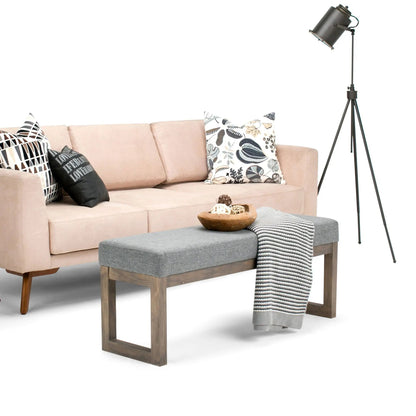 Milltown Upholstered Ottoman Bench With Driftwood