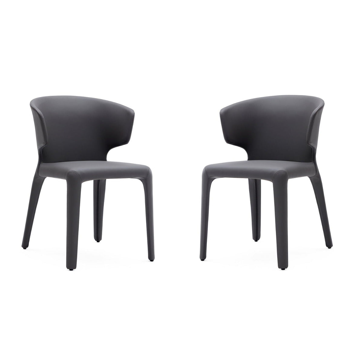 Conrad Dining Chair Set of 2 dark gray faux-leather chairs with metal frame on Tampa Home & Garden Store