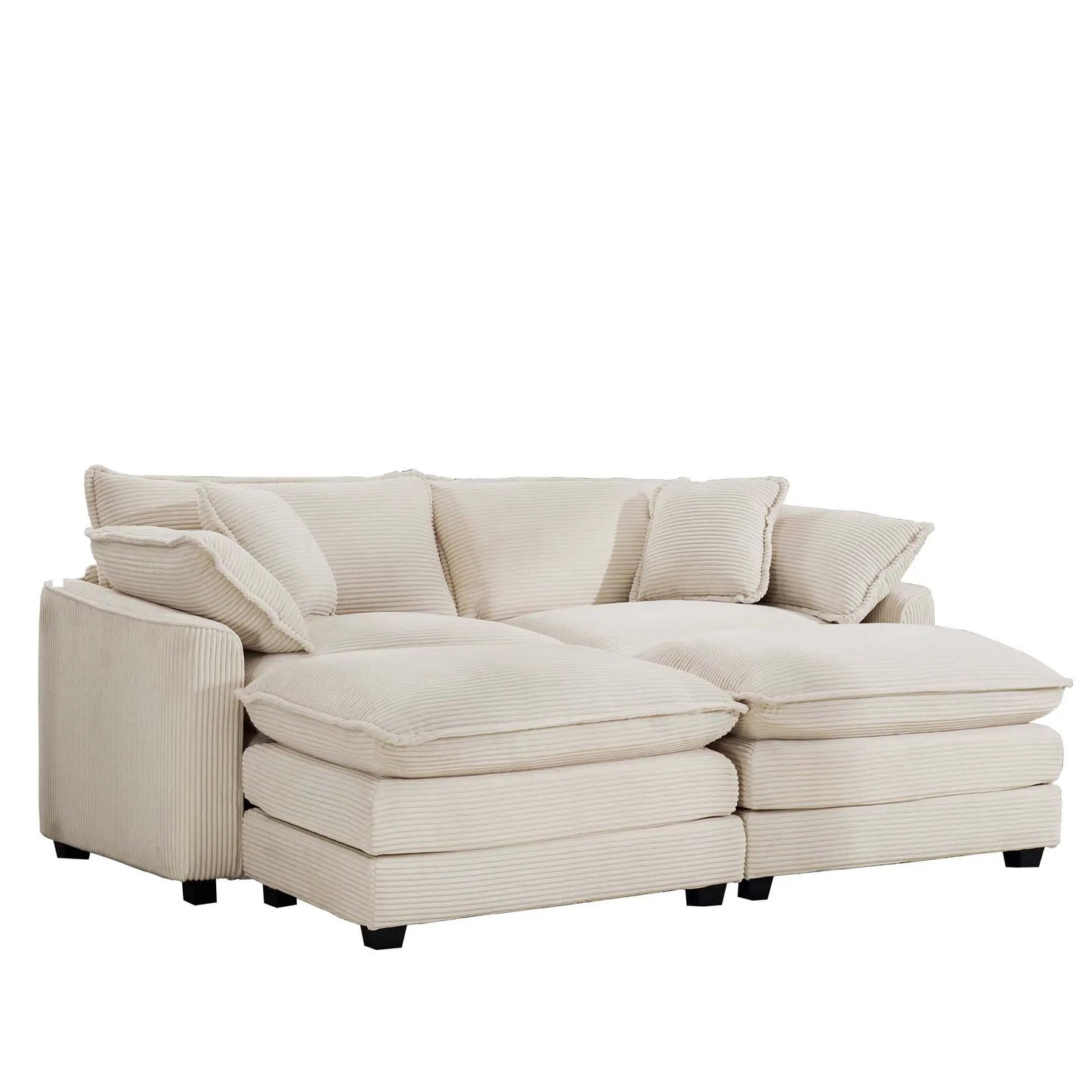 Modern Oversized Modular Cushion Sofa With Ottoman beige textured fabric 3-piece set on Tampa Home & Garden Store