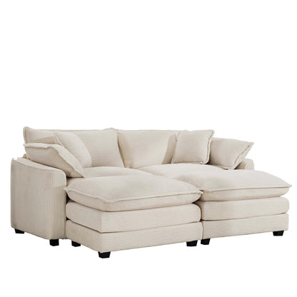Modern Oversized Modular Cushion Sofa With Ottoman beige textured fabric 3-piece set on Tampa Home & Garden Store