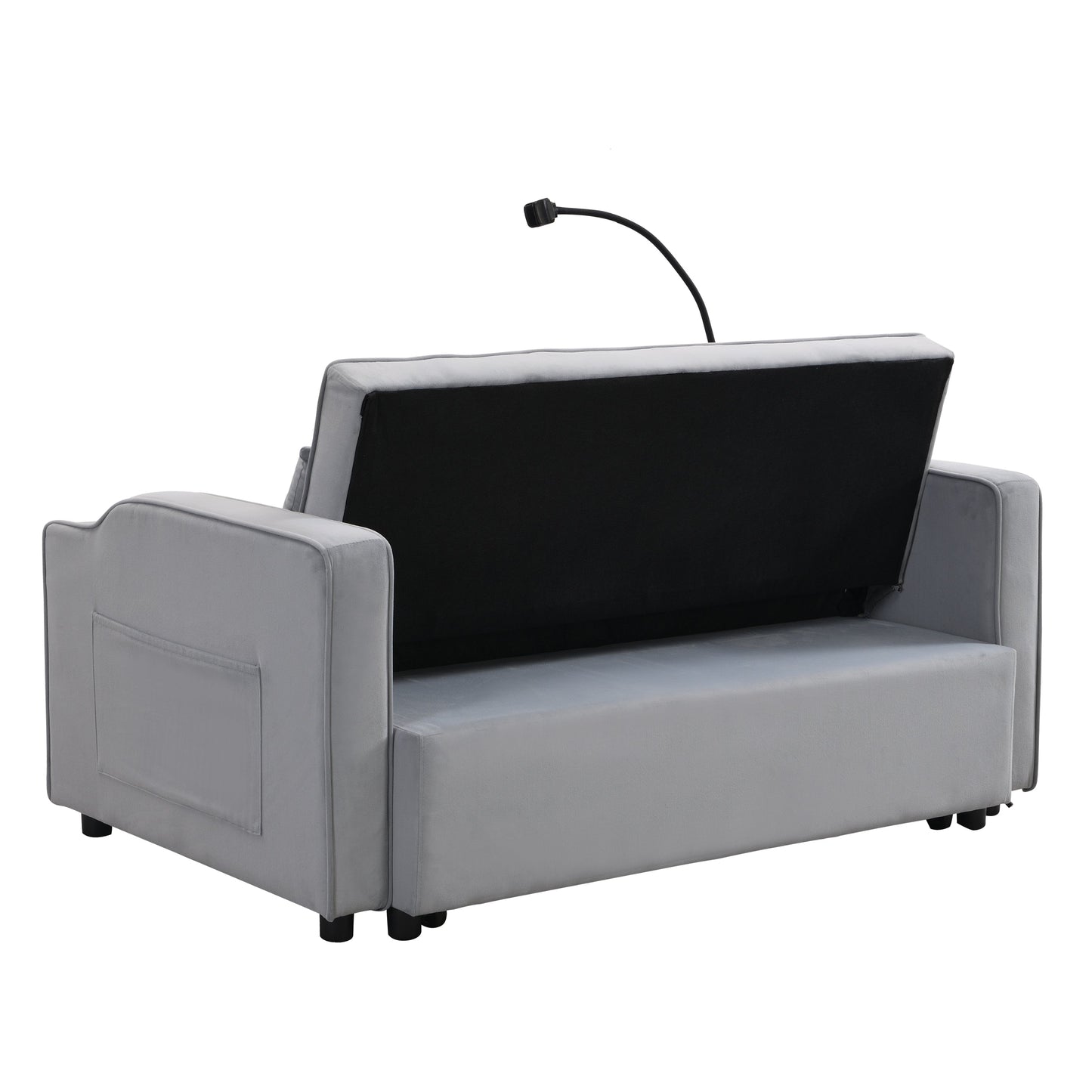 Velvet sleeper loveseat futon sofa gray with pullout bed by HouseOfZazla on Tampa Home & Garden Store