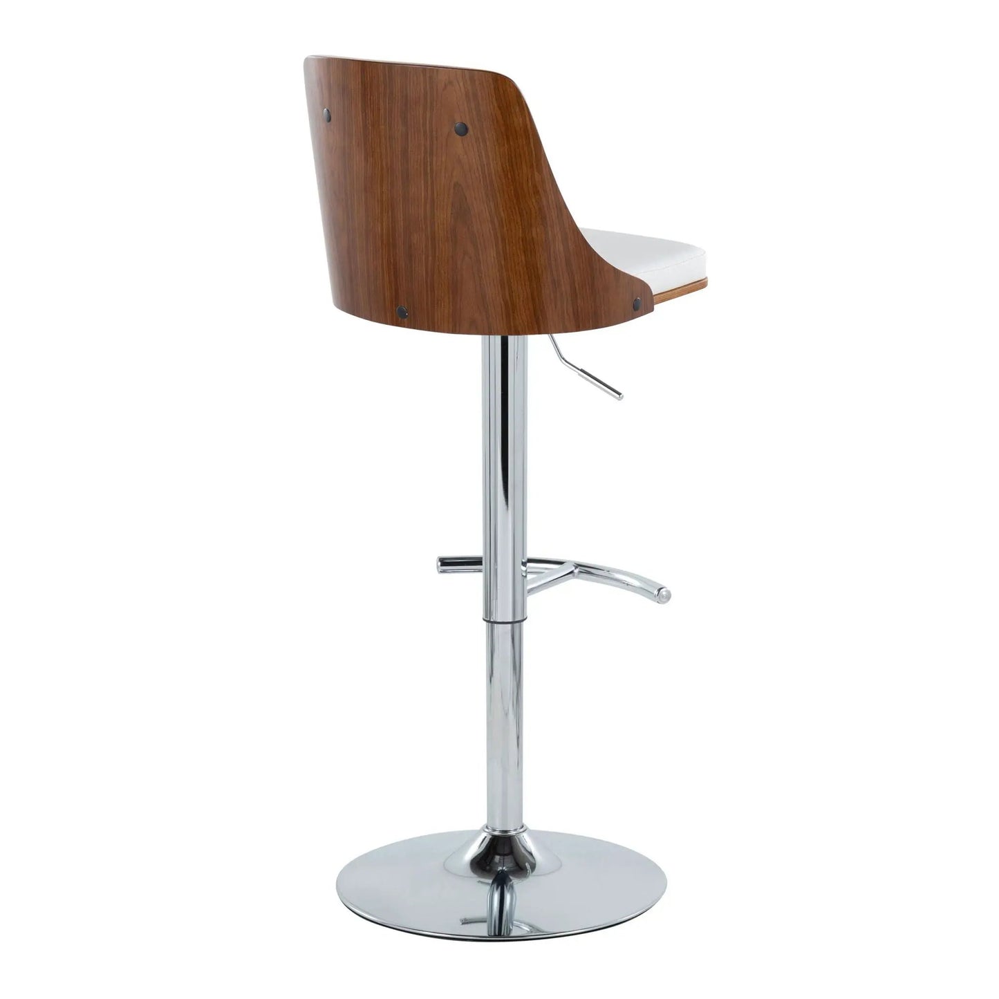 Gianna mid-century modern adjustable barstool with swivel, wood back, white cushion on Tampa Home & Garden Store