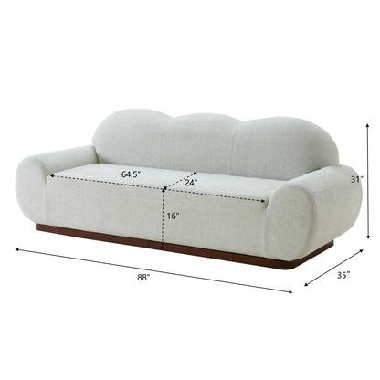 88in Cloud and Curved 3 Seater Light Boucle Sofa