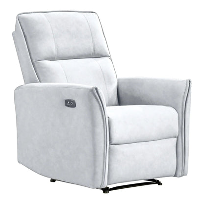 Asheville suede recliner chair by Unique Piece Furniture, light gray upholstery on Tampa Home & Garden Store
