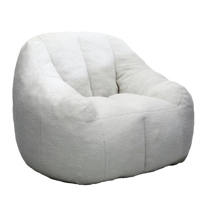 Comfy Bean Bag Chair with Memory Foam Filler, white plush cover, Unique Piece Furniture on Tampa Home & Garden Store