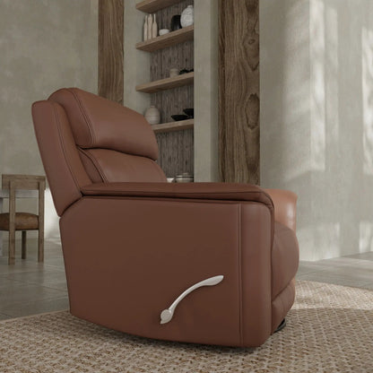 Oslo manual swivel glider recliner in brown leather with cushioned seating on Tampa Home & Garden Store