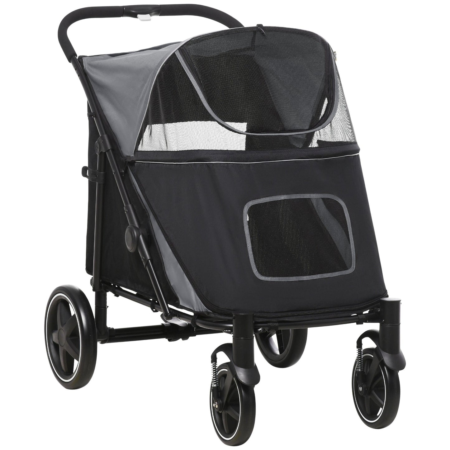 PawHut Foldable Doggy Stroller, black with mesh canopy for medium to large dogs and cats on Tampa Home & Garden Store