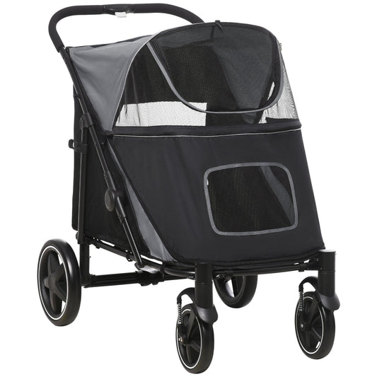 PawHut Foldable Doggy Stroller, black with mesh canopy for medium to large dogs and cats on Tampa Home & Garden Store