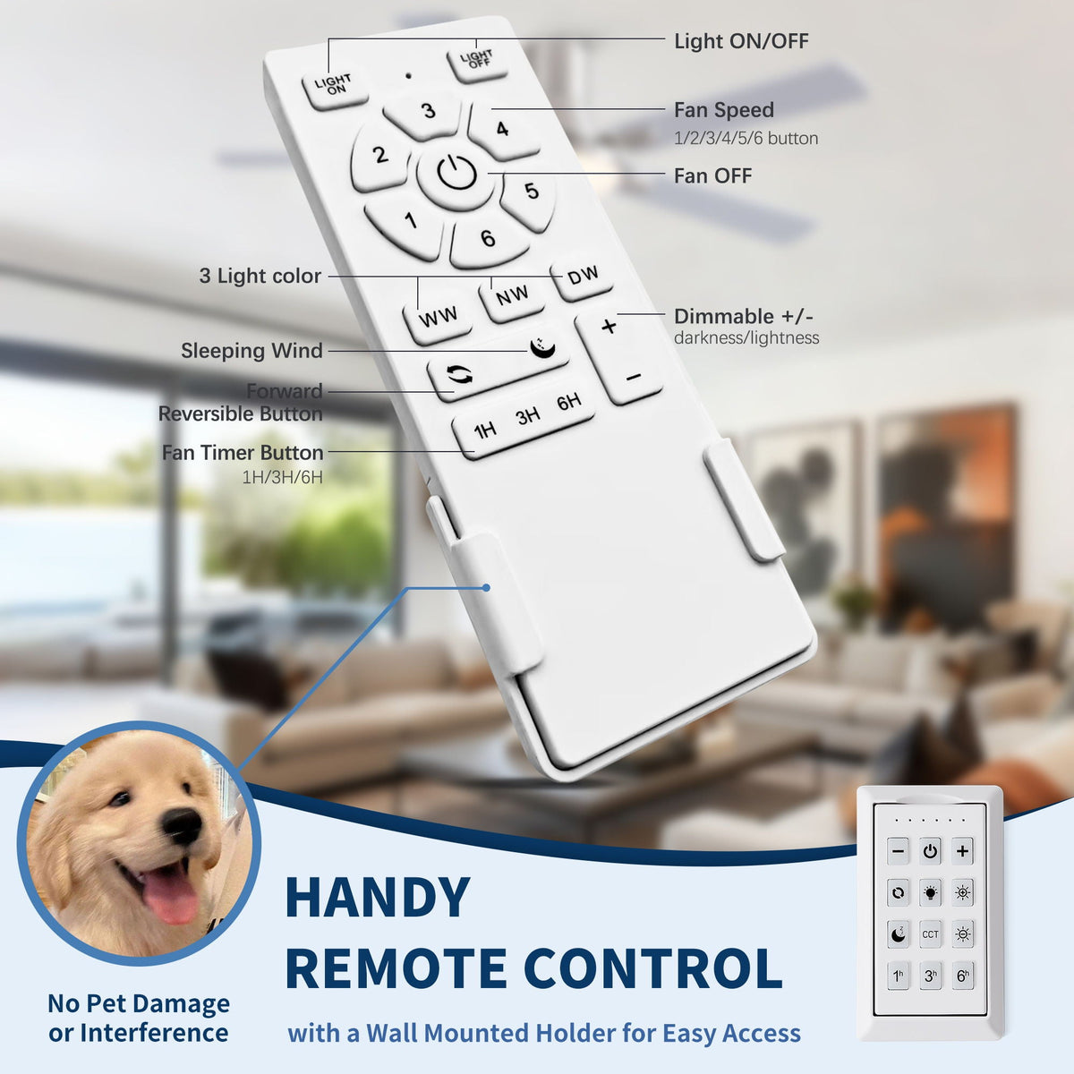 Flush Mount Ceiling Fan with LED Light and Remote Control by HouseOfZazla in black/white on Tampa Home & Garden Store