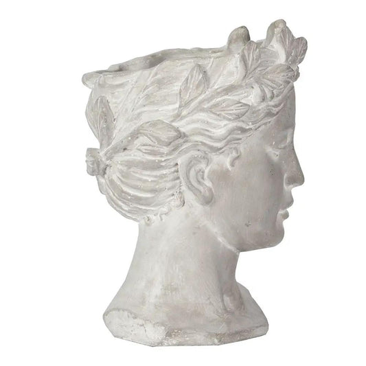 Greek Style Cement Head Planter, gray, indoor outdoor decor, Unique Piece Furniture planter on Tampa Home & Garden Store