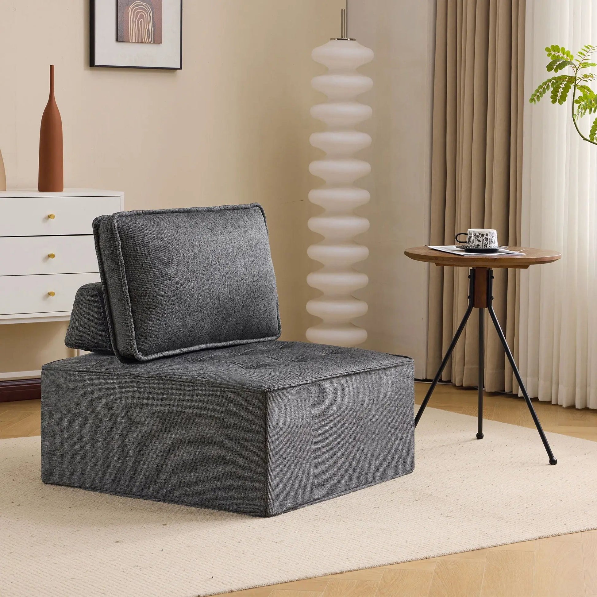 Sofa With Modular Splicing Design armless chair in gray fabric by Unique Piece Furniture on Tampa Home & Garden Store