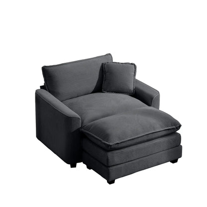Classic Modern Comfortable Chair With Footstool