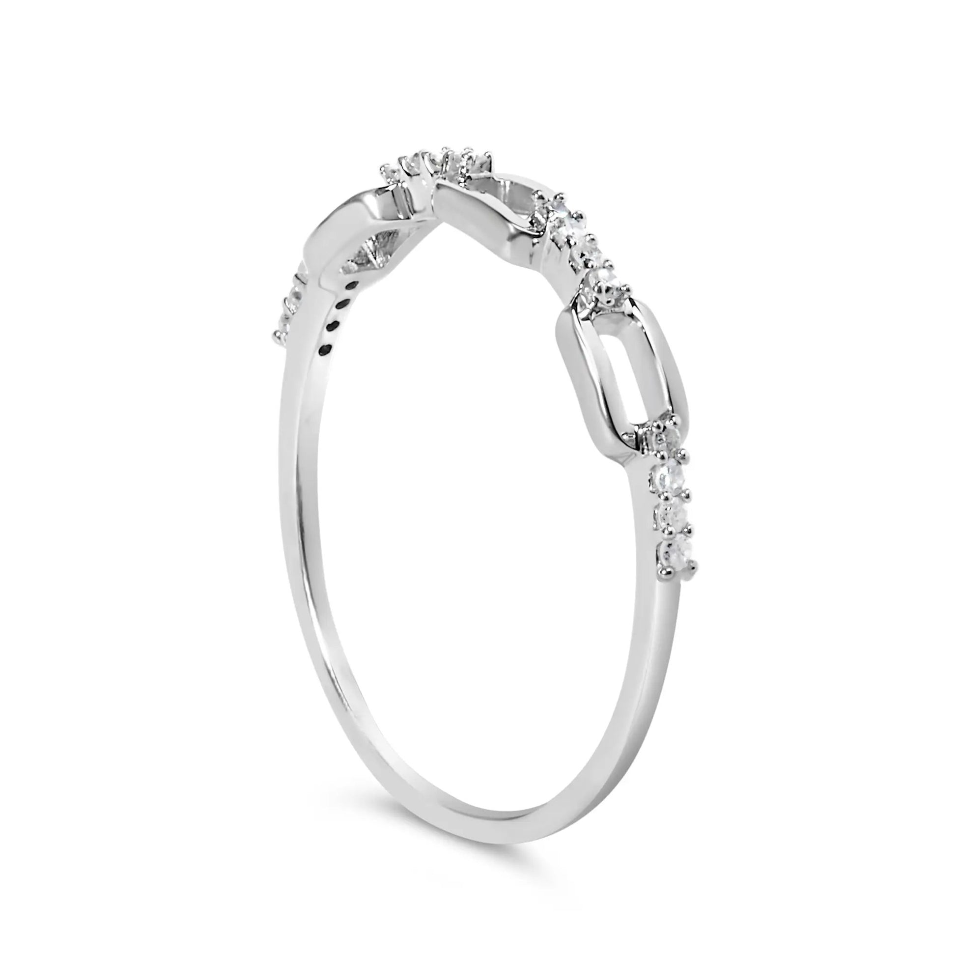Ring .925 Sterling Silver Diamond Accent Paperclip Band by Bids.com, size 6 on Tampa Home & Garden Store