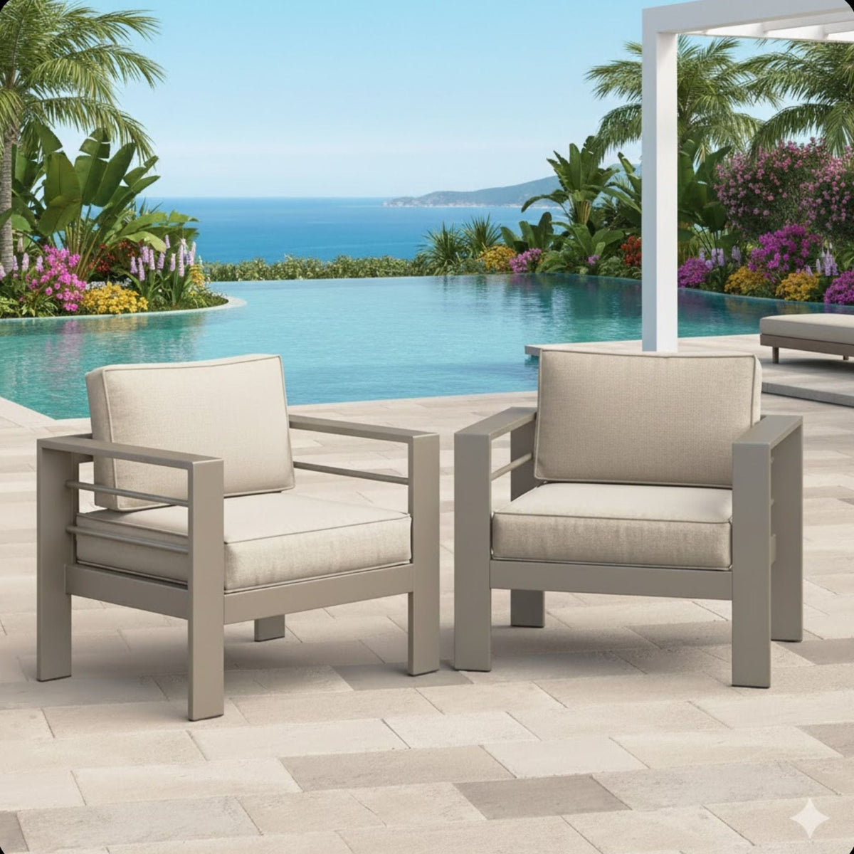 All Weather Patio Chairs and Thick Foam Cushions