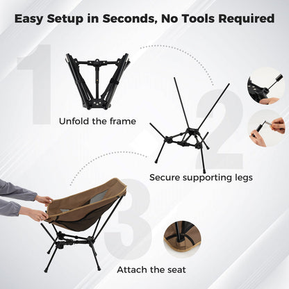 GemGear portable camping chair in coffee color, compact folding chair with carrying bag on Tampa Home & Garden Store