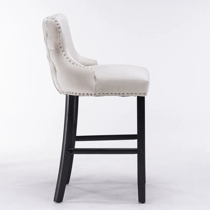Contemporary Wing-Back Barstools with Tufting