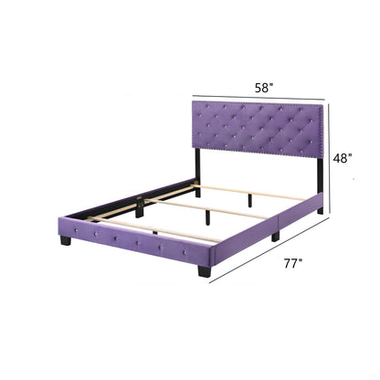 Luxurious Upholstered Bed with purple tufted headboard and nailhead trim by HouseOfZazla on Tampa Home & Garden Store