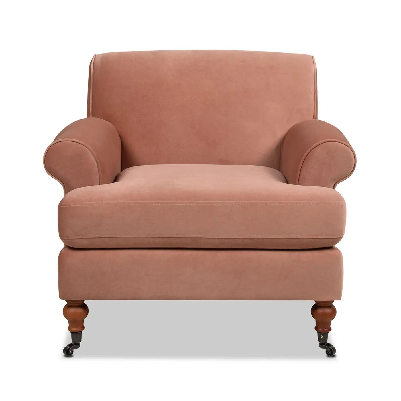 Alana Lawson Accent Arm Chair with Casters in dusty rose upholstery, Unique Piece Furniture on Tampa Home & Garden Store