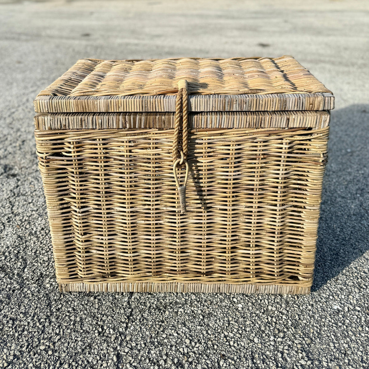 Key Largo Rattan Storage Trunk woven rattan with rope latch by The Broward Design Center on Tampa Home & Garden Store