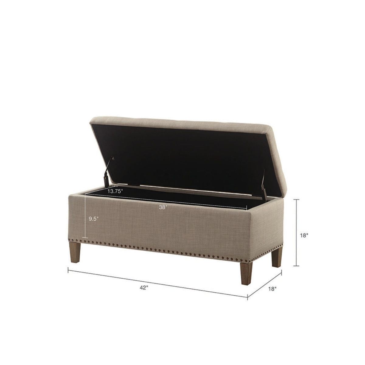 Modern Tufted Top Soft Close Storage Bench gray fabric by HouseOfZazla, 42in length on Tampa Home & Garden Store
